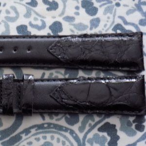 Hadley Roma Crocodile Calf Black Watch Band 19MM